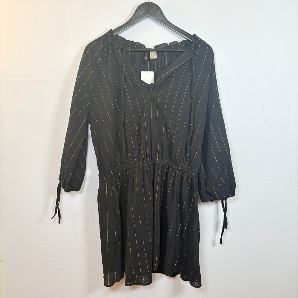 H&M Divided Women’s Dress Size M Black Gold Stripe Party Elegant NWT
